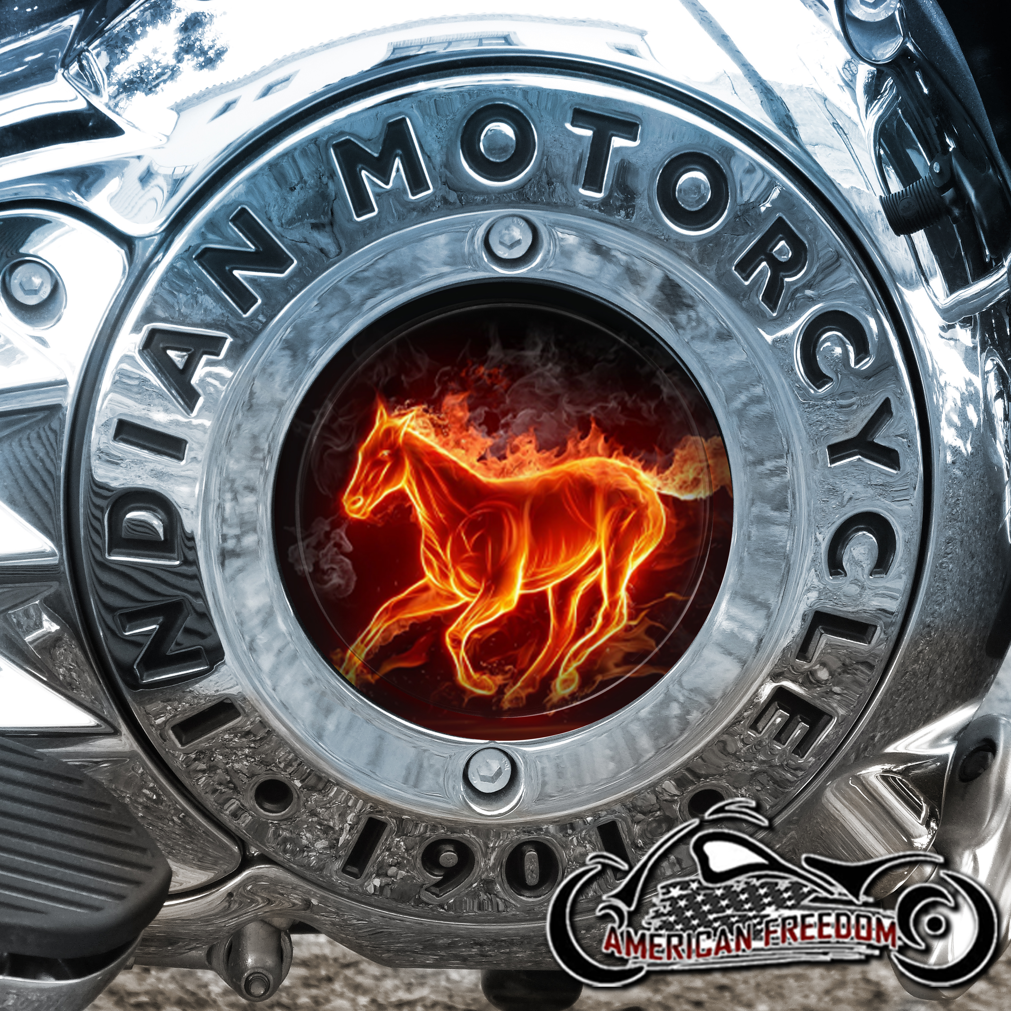 Indian Motorcycles Thunder Stroke Derby Insert - Horse Flames
